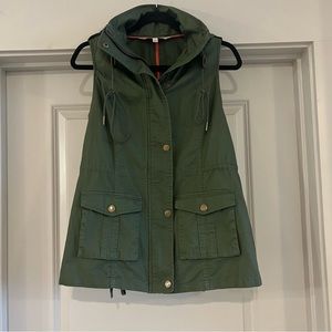 41 Hawthorne Vest | Green Utility Jacket | Retractible Hood | Size XS
